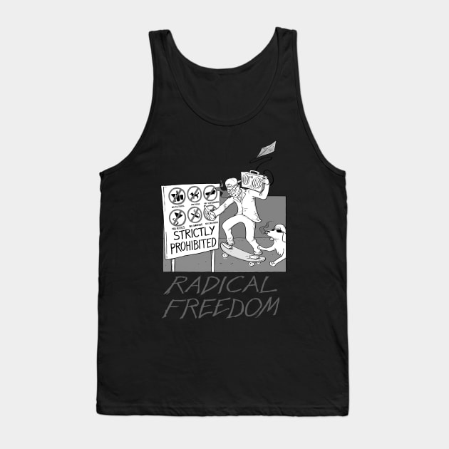 Radical Freedom at the Beach (black and white) Tank Top by ExistentialComics